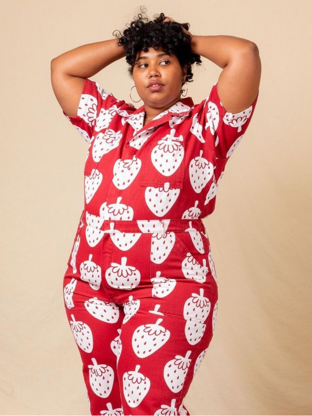 Big Bud Press Red Strawberry Print Jumpsuit 5X